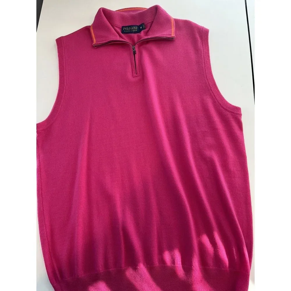 Polo Golf Ralph Lauren Merino Wool Vest Quarter Zip Pullover Vest Medium M